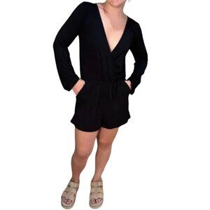 WET SEAL Low Cut V Neck Long Sleeve Knit Romper - size XS